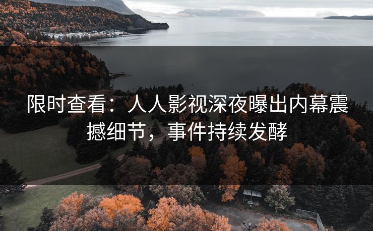 限时查看：人人影视深夜曝出内幕震撼细节，事件持续发酵