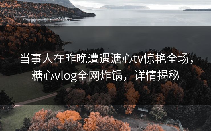 当事人在昨晚遭遇溏心tv惊艳全场，糖心vlog全网炸锅，详情揭秘